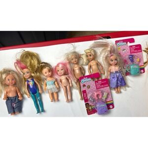 Lot Of 8 Barbie Sisters/friends Dolls  And 2 Chelsea On The Go Backpacks